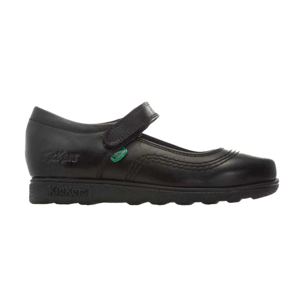 Kickers Girls Fragma Pop Leather School Shoes / Black